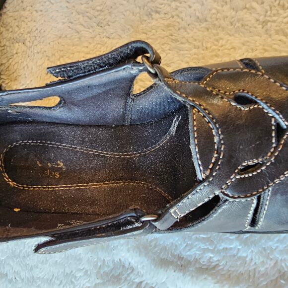 Clarks Women's Nikki Regatta Leather Bendable Loafer Shoes Size 8W Black Comfort - Picture 3 of 5